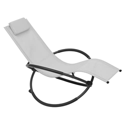 WOLTU Tumbona de Metalica Tumbona para Camping Silla de Relax Silla Mecedora Tumbona para Jardín, Playa, Terraza, Cubierta Transpirable de Textileno,  en oferta