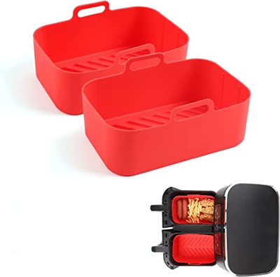 Pipihome Olla de Silicona Ninja Foodi [AF300EU] [AF400EU] Freidora de Aire Dual Zone, 2 Piezas de Revestimientos de Silicona para Freidora de Aire Dob