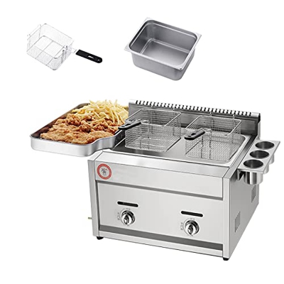 Freidora, freidora de Gas Comercial, Cesta de encimera de 12 l, freidora de Grasa Profunda de Acero Inoxidable, Restaurante, Patatas Fritas caseras co