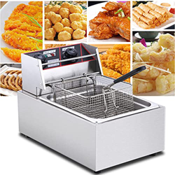 Freidora eléctrica Comercial de 2500 W, freidora de Grasa fácil de Limpiar de 5,5 l con Temporizador y Control de Temperatura, freidora Profunda Unive en oferta