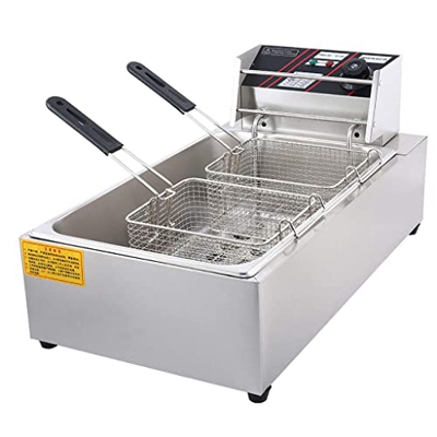 Freidora de Grasa Profunda de Acero Inoxidable de 3200W y 20 litros con asa de Cesta, Control de termostato Ajustable, Comercial para el hogar