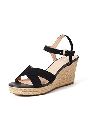 Geox D SOLEIL, Sandalia., para Mujer, Negro (Negro), 39 EU