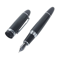 Obelunrp Pluma estilográfica Avanzada 159 Negro Brillante con plumín Ancho Plateado Dibujo de Pluma estilográfica características