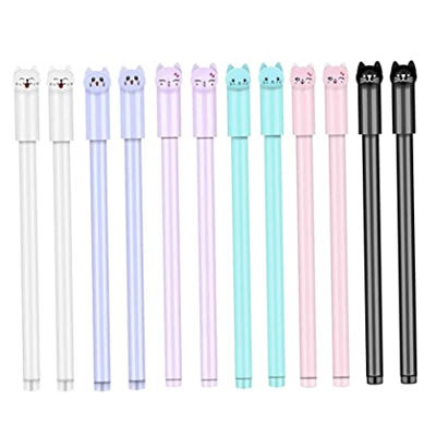 Heall Pensas de Gel de Gato Conjunto de bolígrafos de bolígrafos de bolígrafos Lindos de 0.5 mm Patalería de la Oficina de la Escuela 12 Pensas de bol