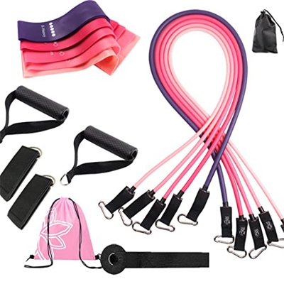 FMOPQ 16 Unidades/Juego de Bandas de Resistencia para Fitness para Mujer, cinturón de Entrenamiento de 100LBS y 150LBS, Cuerda de tracción para Yoga, 