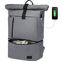 LOVEVOOK Mochila enrollable para mujer y hombre impermeable, mochila para portátil de 15 15,6 pulgadas, mochila grande con tapa enrollable, mochila co precio