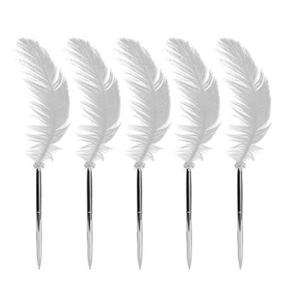Yuecoom Bolígrafos de Plumas, 5 Piezas de Acero Inoxidable Exquisita Mano de Obra Pluma, pequeño portátil Elegante Pluma Vintage para Oficina Escuela 