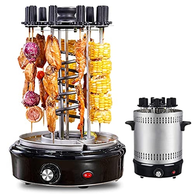 FAPCW Máquina de Barbacoa eléctrica, Parrilla Vertical, Barbacoa de Acero Inoxidable, Parrilla giratoria automática de 360 °, Temporizador sin Humo co