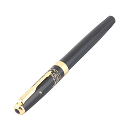 Ruilogod Black Aleación Fine NIB Piston Tinta Depósito Escritura Fuente Pluma características