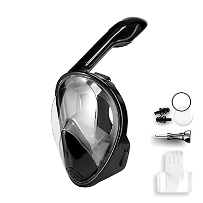 Samnuerly Máscara de Buceo 180 ° antivaho antifugas con Tubo Plegable y Soporte de cámara para Adultos y niños jóvenes para esnórquel seco, natación,C