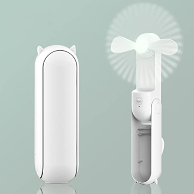 Ventilador de mano portátil Ventilador plegable USB Recargable Flujo de aire ajustable Ventilador de bolsillo silencioso con 2000 mAh Powerbank Máx.24