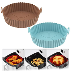 JZX Air Fryer Silicone Baking Tray - 2Pcs Reusable Air Fryer Silicone Pot, Air Fryer Silicone Liners, Non Stick Air Fryer Silicone Liners Round, Oil P precio