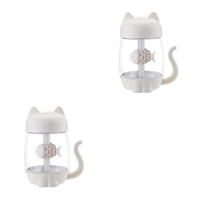LEELLY Humidificador de Escritorio USB 2 Juegos de humidificador de Aire con luz LED Temporización Recargable por USB Rociador de Niebla de Mesa Difus