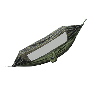 TRMF Hamaca de camping ultraligera 3 en 1 con mosquitera y toldo, soporta hasta 200 kg, paracaídas de nailon transpirable, 290 x 140 cm