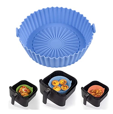 Bandeja para hornear de silicona para freidora de aire, ollas de silicona para freidora de aire, revestimientos para freidora de aire redondos reutili