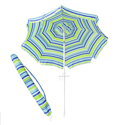 Sombrilla de playa portátil, sombrilla de playa a rayas de 6,6 pies / 200 cm con botón de inclinación, sombrilla resistente al viento con poste de alu en oferta