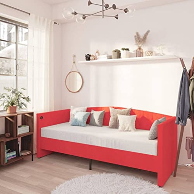 Gawany Cama de día con colchón USB, cama juvenil, terciopelo, 90 x 200 cm