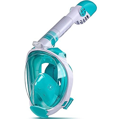 Samnuerly Máscara de esnórquel de Silicona de Cara Completa Máscara de Buceo con Vista al mar de 180 ° para niños con Soporte de cámara Desmontable (V