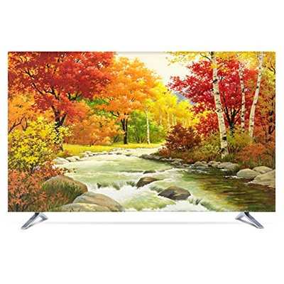 Nordic TV Cover Fabric Wall Mounted LCD TV Set 55 Inch TV Cover Soamily(Size: 50 in Color: Provence) (Autumn Leaves 47 in)