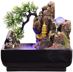Desktop Fountain Desktop Hill Stone Fountain Indoor Three-Story Decorative Waterfall Fountain and Nebulizer Desktop Decoration Novelty Gift Meditation características
