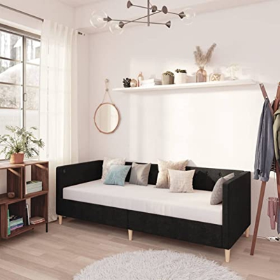 Gawany Cama de día con colchón USB, color negro, tela, 90 x 200 cm, cama de dormitorio