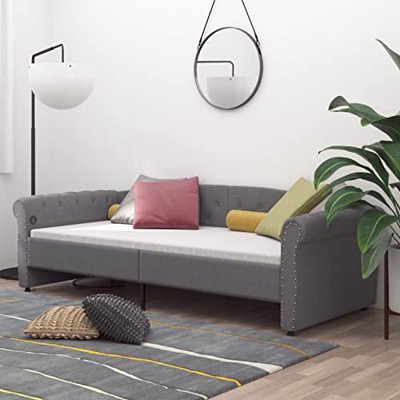 Gawany Cama de día con colchón USB, color gris claro, tela, 90 x 200 cm, sofá
