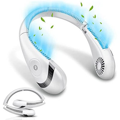 Ventilador de cuello personal sin hojas de 5000 mAh, ventilador de cuello colgante recargable, ventilador pequeño portátil de tres velocidades adecuad