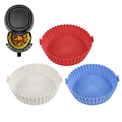 3pcs Air Fryer Silicone Baking Tray,Reusable silicone air fryer liners 8 inch round,Non Stick Air Fryer Silicone Liners,Air Fryer Silicone Pot para precio