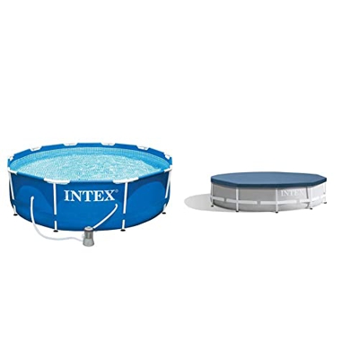 10Ft X 30In Metal Frame Pool Set + 28030 - Cobertor Piscina Metalica Metal Prisma Frame 305 cm, Color Azul Marino