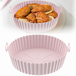 Air Fryer Silicone Pot, Air Fryer Silicone Baking Tray, Reusable Non-Stick Air Fryer Silicone, Silicone Baking Tray for Air Fryer (Pink,Type A) en oferta
