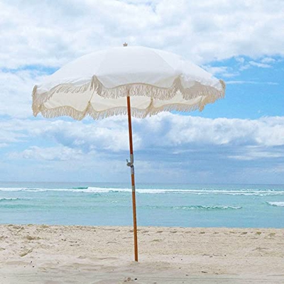 ZJIEX Blanco Sombrilla de Jardín 2m Sombrilla de Playa Inclinación Antiviento Sombrilla Parasol Sombrilla de Patio Parasol Exterior