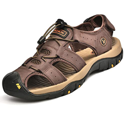 Hombre Sandalias de Verano Playa para Punta Cerrado Gancho y Bucle Al Aire Libre Excursionismo Cuero Zapatos Velcro Deportivas 38-48 en oferta
