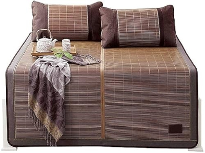 Alfombras para dormir de verano Alfombra de cama de cama de bambú enfriando tapete for dormir, colchón plegable de bambú de doble cara y set de almoha