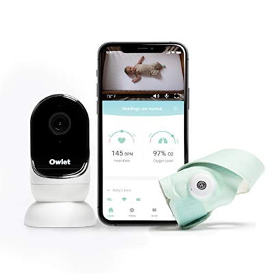 Owlet Vigiliabebés Duo - Smart Sock 3 + Cámara HD Video CAM - Supervisa la Frecuencia Cardíaca, Nivel de Oxígeno y Patrones del Sueño - Verde Menta