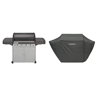 Campingaz 4 Series Classic LS Plus Barbacoa a gas, 4 quemadores de acero Inoxidable, 12.8kW, Sistema de limpieza InstaClean + Funda para Barbacoas Pre
