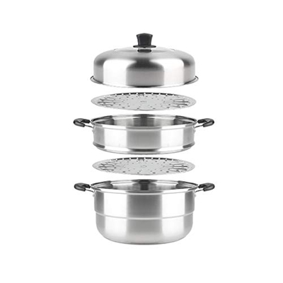 Vaporera/Olla para Sopa/Olla Caliente De Acero Inoxidable 304, 3 Capas 30/32 Cm, Comercial/Doméstica, con Vaporera, Engrosada, para Estufa De Gas/Coci