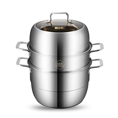 Vaporera/Olla, Olla De Cocina De Acero Inoxidable 304 De 3 Capas para El Hogar, 28/30/32 Cm, Parte Inferior Más Gruesa, Universal para Estufa De Gas/C