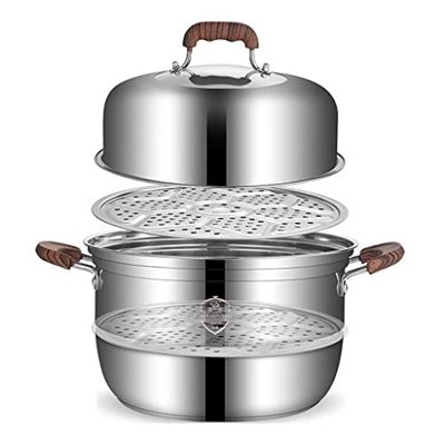 Vaporizador De 2 Capas/Olla De Almacenamiento, Vaporizador Comercial/Doméstico De Acero Inoxidable 304, (30-36Cm), Apto para Estufa De Gas/Cocina De I