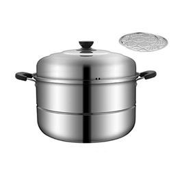 Vaporera/Olla De Sopa De Acero Inoxidable 430 Hogar De Gran Capacidad De 2 Capas con Vaporera 28Cm/30Cm/32Cm Engrosado Adecuado para Estufa De Gas/Coc en oferta