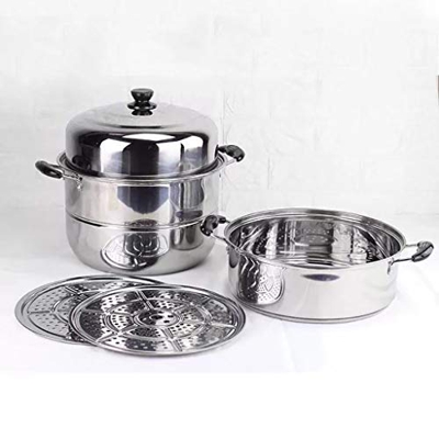 Vaporera/Olla para Sopa/Olla Caliente De Acero Inoxidable 304, 3 Capas, 28-40 Cm, Comercial/Doméstica, con Vaporera, Engrosada, para Estufa De Gas/Coc