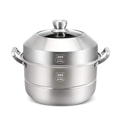 Olla De Acero Inoxidable 304/Vapor De 2 Capas, Olla De Sopa Comercial/Doméstica (25-40 Cm), para 1-12 Personas, para Estufa De Gas/Cocina De Inducción