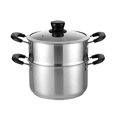 Olla/Vaporizadora, Acero Inoxidable 304, Hogar De 2 Capas, con Vaporera, Engrosada, 16/18/20/22/24Cm, para Estufa De Gas/Cocina De Inducción Olla (Siz