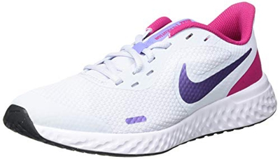 Nike Revolution 5 (GS), Running Shoe, Football Grey/Purple Pulse-Fireberry-White, 40 EU