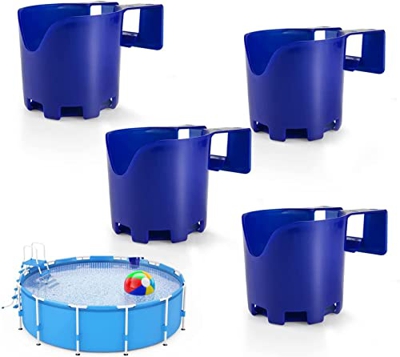 4 soportes para bebidas para piscina, borde para bebidas, de plástico, para piscinas, accesorio multifuncional para piscina, soporte colgante para taz