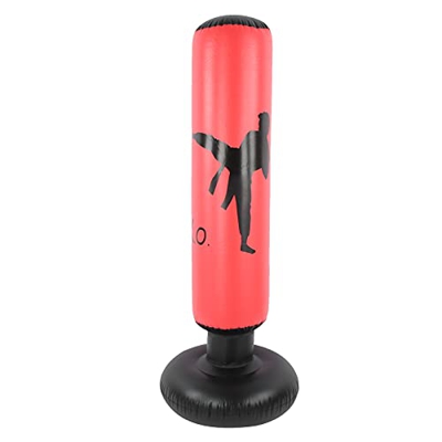 Saco de Boxeo de pie de 1,6 m, Inflable, Resistente, Kickboxing, Artes Marciales, Equipo de Entrenamiento de Gimnasio en casa ficticio de MMA(Rojo)