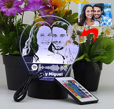 Oh! My Neon lamparas personalizadas Led con Tu Foto 3D regalo Led USB Recargable - Lampara Regulable multicolores - Acrílico Boda Pareja Fiesta Románt