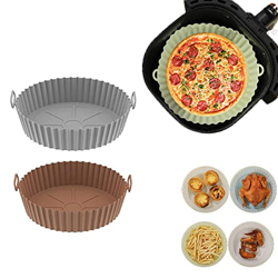 Pot de silicona de freidora de aire de 2 piezas, bandeja redonda de silicona sin freiras de aire, accesorios de horno de freidores de aire reutilizabl precio