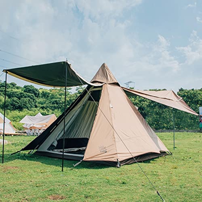 Tienda de campaña Familiar, Tienda de campaña Tipi con Torre de Gran Espacio, Tienda de pirámide Impermeable de Doble Capa para 3-4 Personas, para Fie