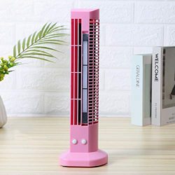Leafless Handheld Mini Safety Fan Cooler Small Fan Handheld Leafless Fan LED Shrinking Tower Fan Pear White Table Lamp + Leafless Fan (Color : Pink) ( en oferta