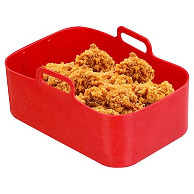 MezoJaoie Olla Silicona Freidora Aire, Tazón Cuadrado Reutilizable Resistente Al Calor 8QT Freidora Aire, Utensilios Hornear Silicona Freidora Aire, H